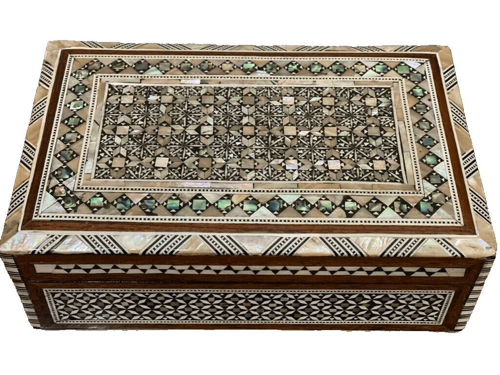 Handmade Wooden Jewelry Box Wood Trinket Storage Wood Box Mother of Pearl Inlay - Laila Hand Made Gifts
