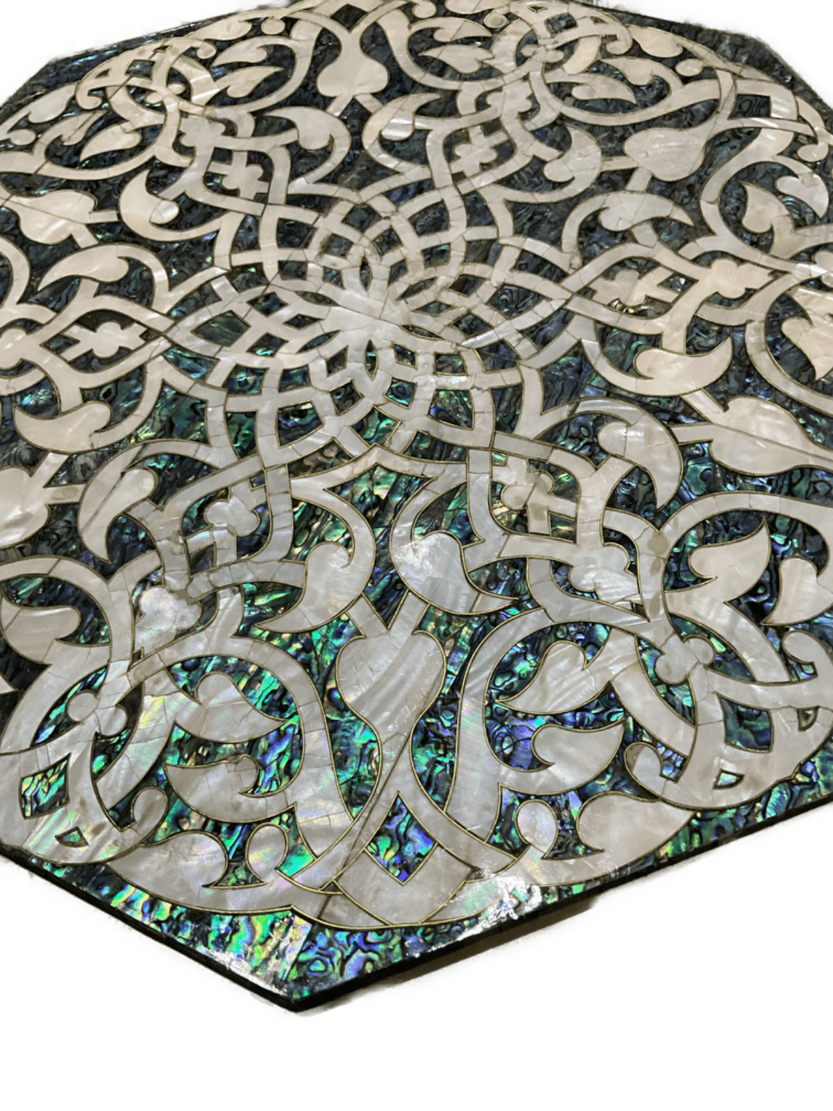 Handmade Wooden End Table Carving Wood Table Home Decor Mother of Pearl Inlay - Laila Hand Made Gifts