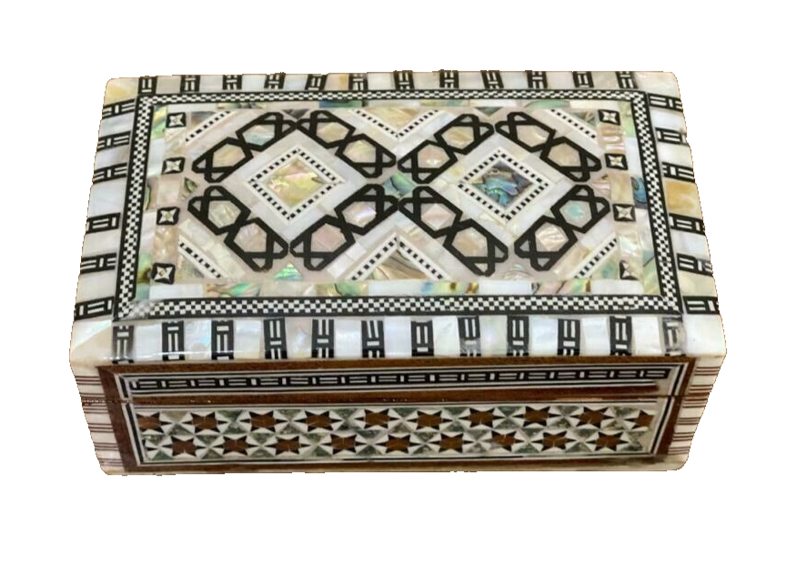 Handmade Wooden Jewelry Box Wood Trinket Storage Wood Box Mother of Pearl Inlay