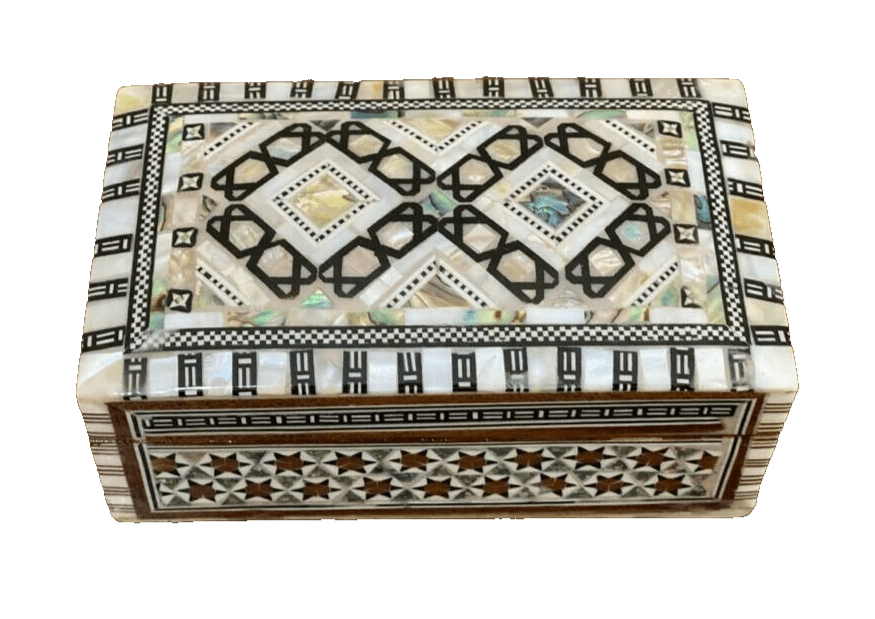 Handmade Wooden Jewelry Box Wood Trinket Storage Wood Box Mother of Pearl Inlay - Laila Hand Made Gifts