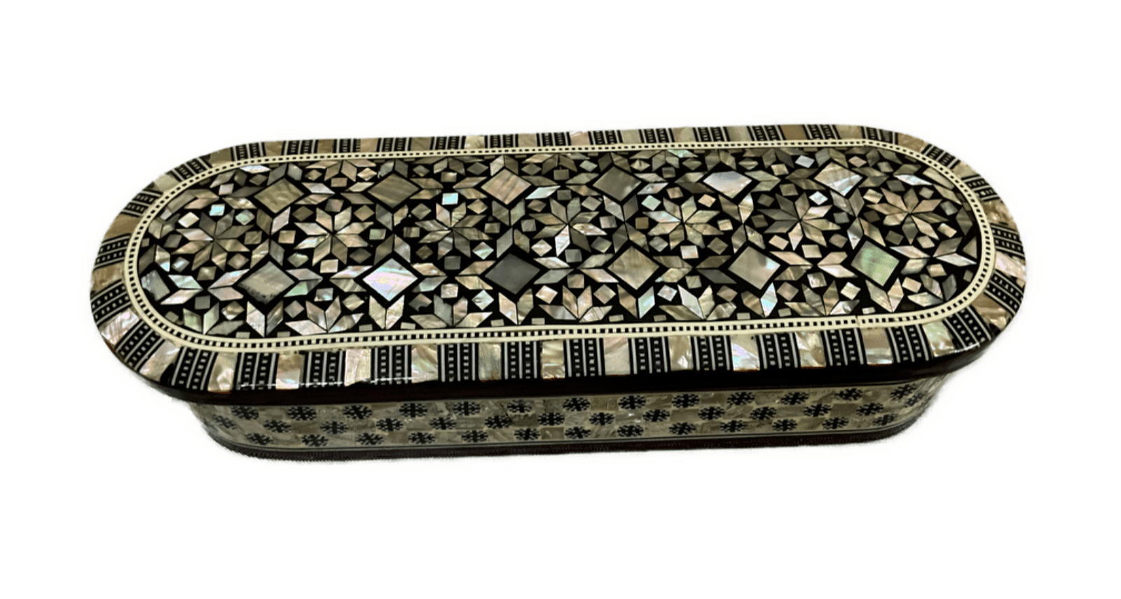 Handmade Mother of Pearl Inlay Wooden Jewelry Box – Oval Trinket Storage – Egyptian Craft - Laila Hand Made Gifts