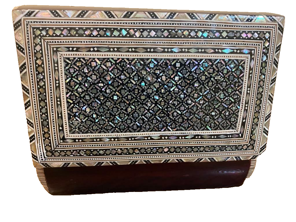 Handmade Wooden Jewelry Box Wood Trinket Storage Wood Box Mother of Pearl Inlay