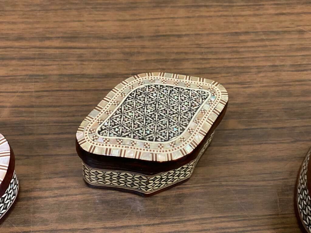 Handmade Wooden Jewelry Box Wood Trinket Storage Wood Box Mother of Pearl Inlay - Laila Hand Made Gifts