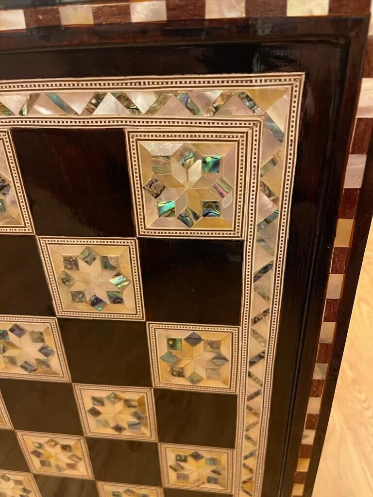 Handmade, Wooden Backgammon Board, Wood Chess Board, Mother of Pearl Inlay (21")