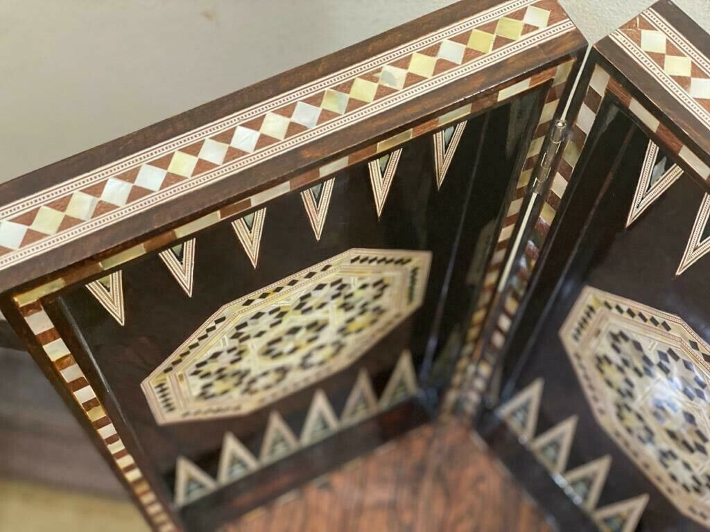 Handmade, Wooden Backgammon Board, Wood Chess Board, Mother of Pearl Inlay (21") - Laila Hand Made Gifts