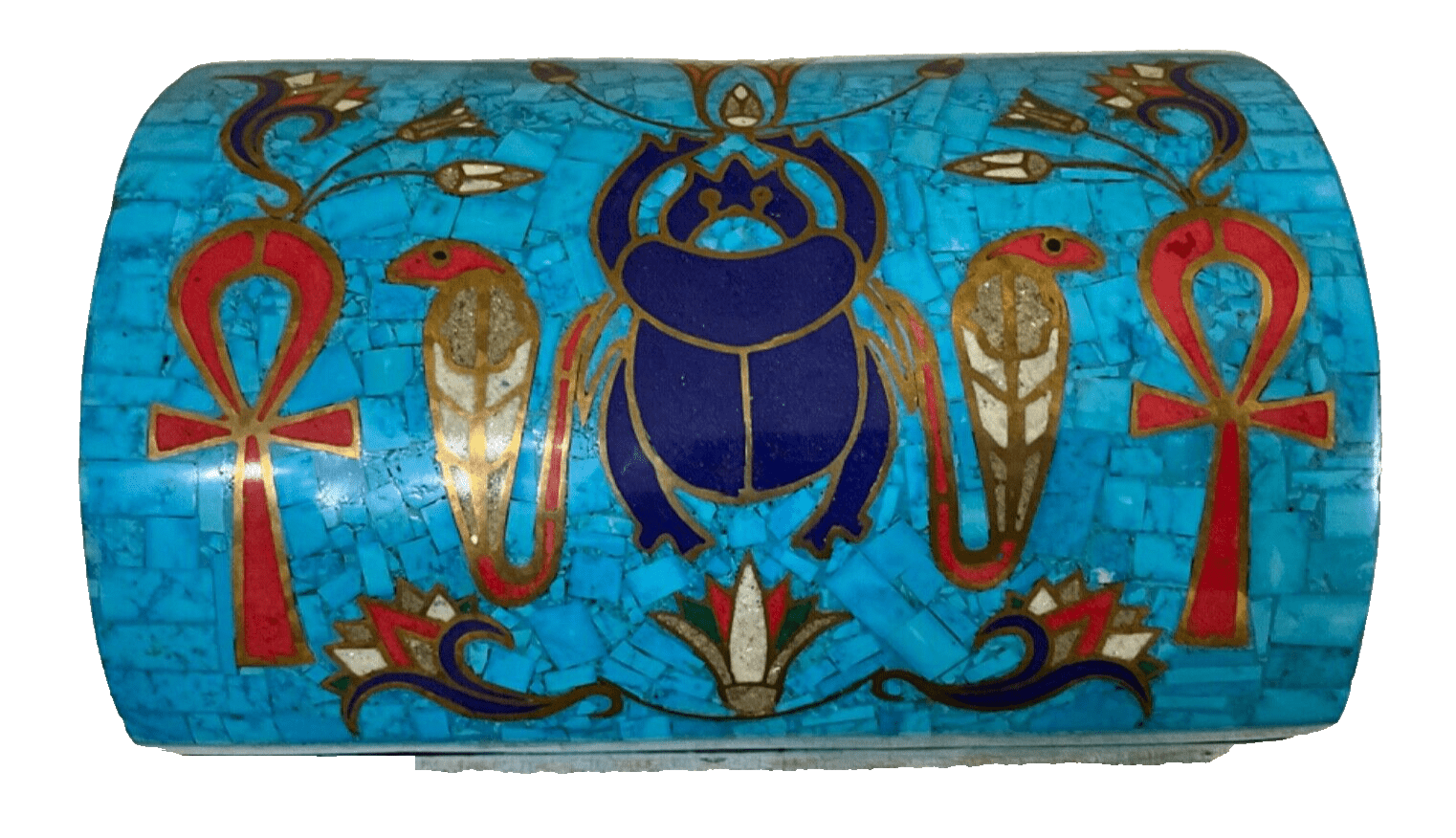 Handmade Antique Wood Jewelry Box, Gift Box, Wood Box, Inlaid Gemstones & Copper - Laila Hand Made Gifts