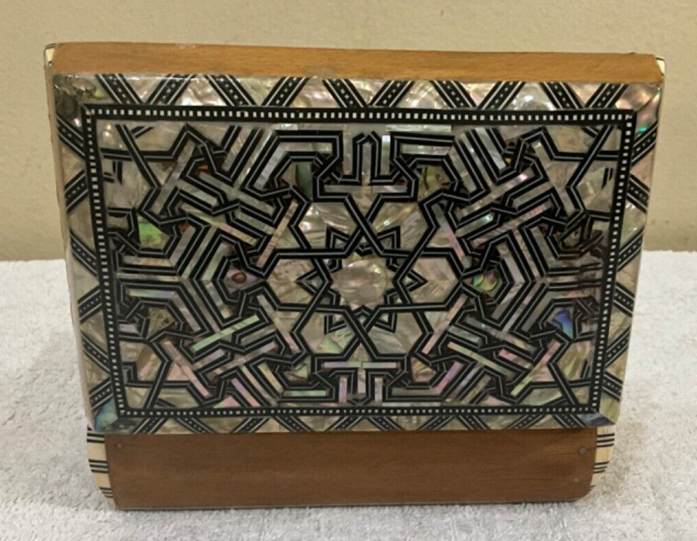 Handmade Wooden Jewelry Box Wood Trinket Storage Wood Box Mother of Pearl Inlay