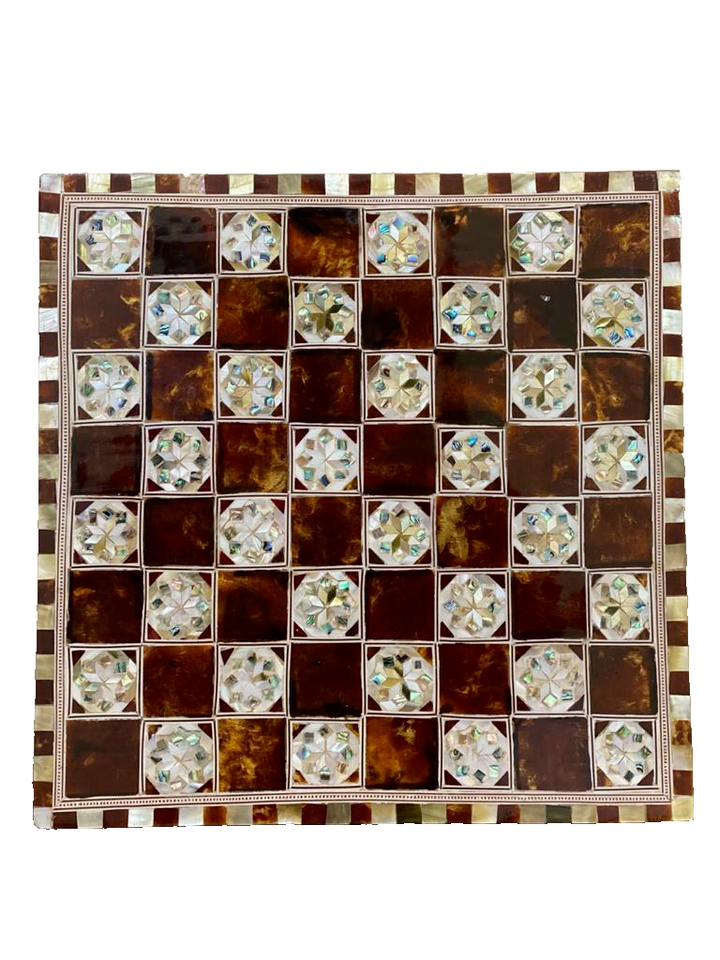 Handmade, Wooden Chess Board, Chess Board, Board Game, Mother of Pearl Inlay 12"
