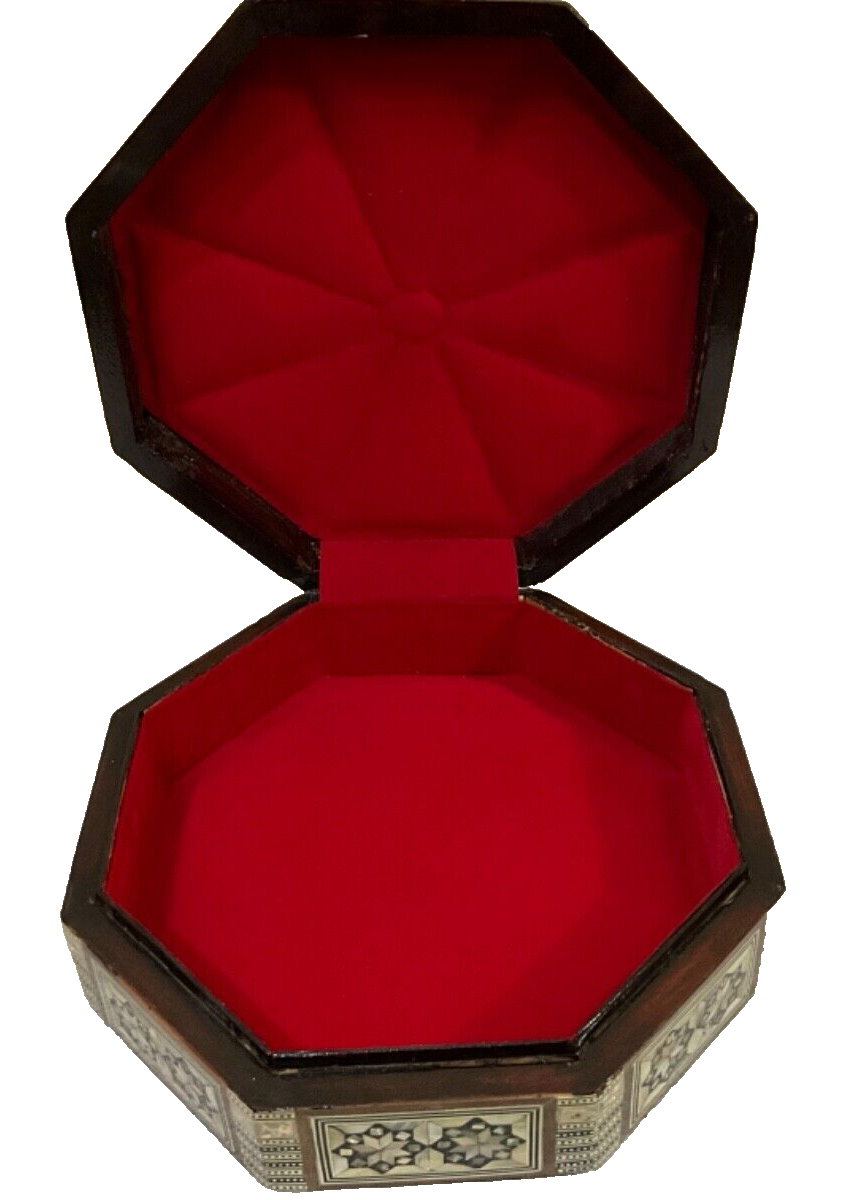 Handmade Wooden Jewelry Box Wood Trinket Storage Wood Box Mother of Pearl Inlay