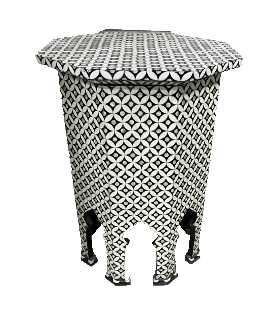 Handmade Wooden End Table Carving Wood Table Home Decor Mother of Pearl Inlay - Laila Hand Made Gifts