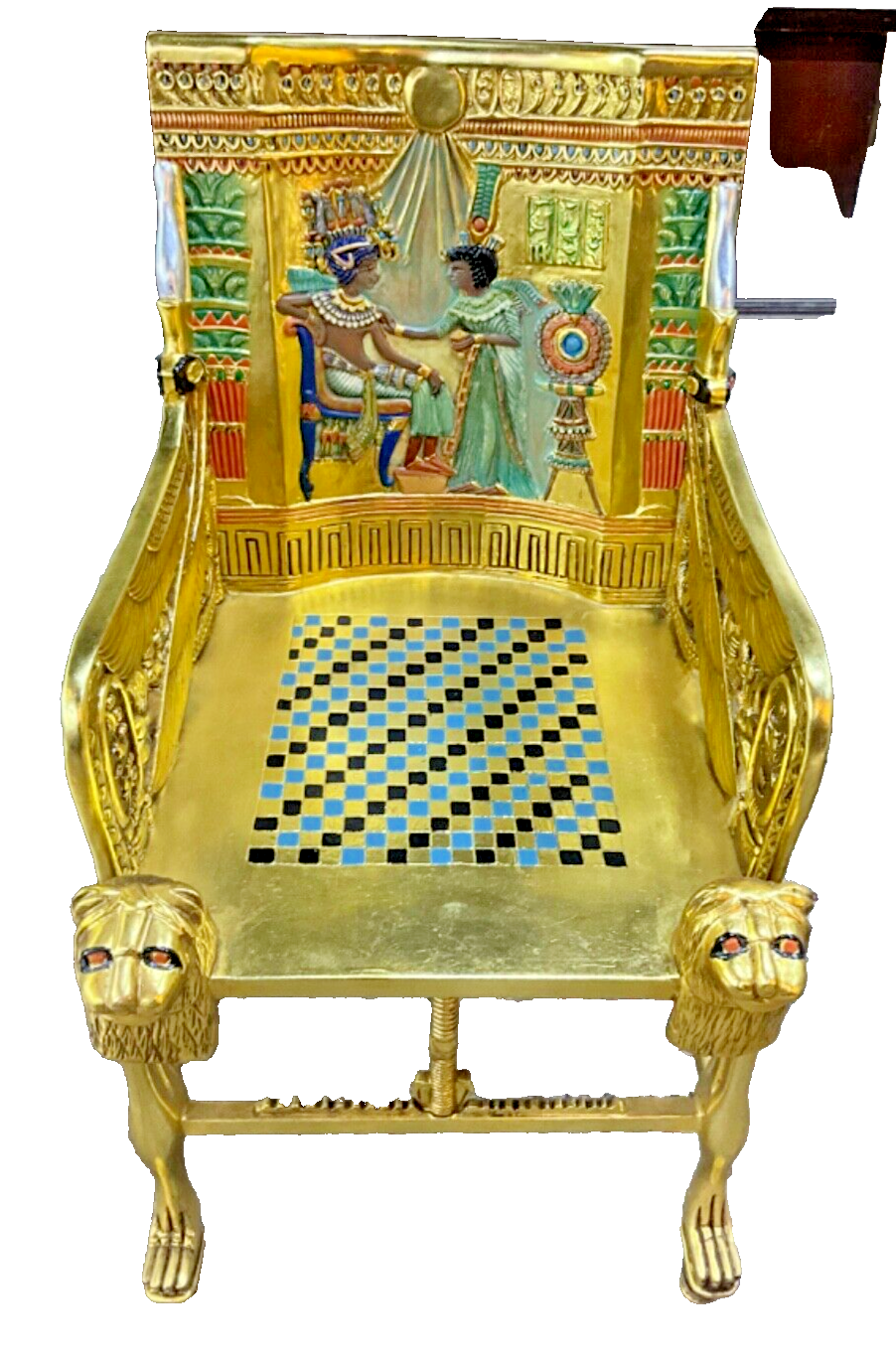 Handmade, Antique Carving Wood Chair, King TUT ANKH AMON, Pharaonic Wood Chair - Laila Hand Made Gifts