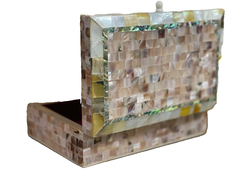 Handmade Wooden Jewelry Box Wood Trinket Storage Wood Box Mother of Pearl Inlay