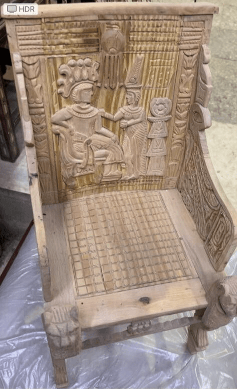 Handmade, Antique Carving Wood Chair, King TUT ANKH AMON, Pharaonic Wood Chair - Laila Hand Made Gifts