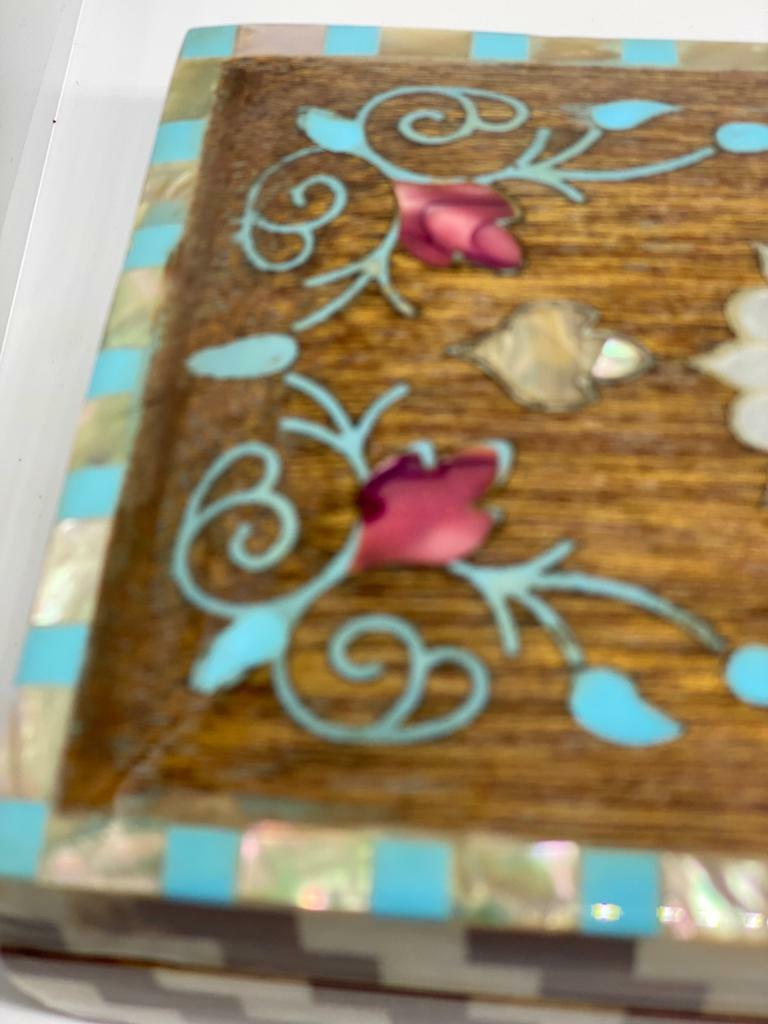 Handmade Wooden Jewelry Box Wood Trinket Storage Wood Box Mother of Pearl Inlay