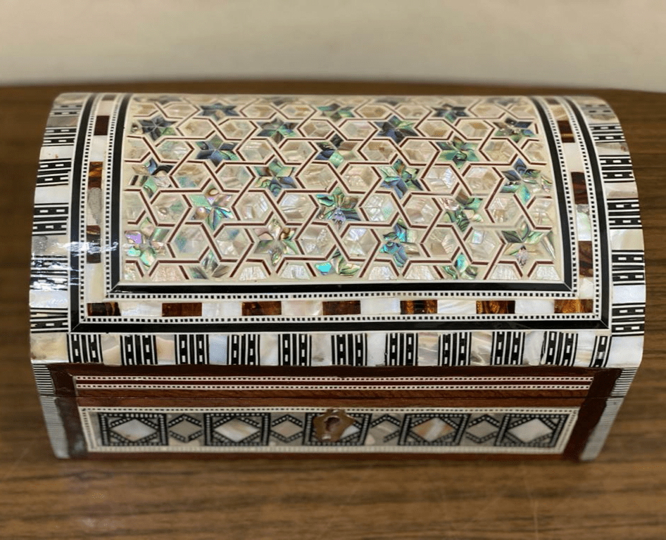 Handmade Wooden Jewelry Box Wood Trinket Storage Wood Box Mother of Pearl Inlay - Laila Hand Made Gifts