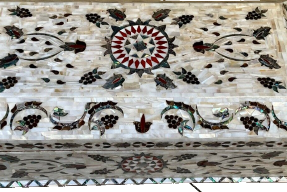 Handmade Wooden Jewelry Box Wood Trinket Storage Wood Box Mother of Pearl Inlay