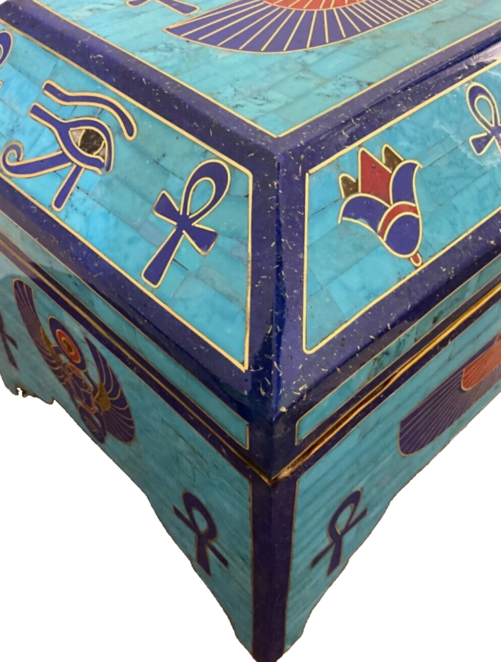 Handmade Antique, Wooden Jewelry Box, Gift Box, Wood Box, Lapis, Turquoise Inlay