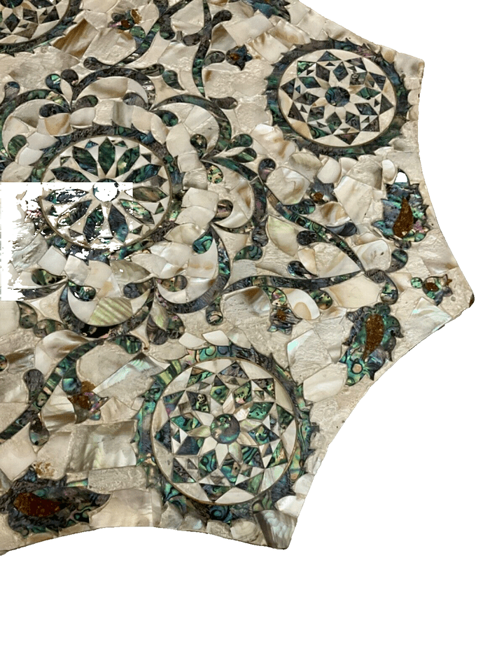 Handmade Wooden End Table Carving Wood Table Home Decor Mother of Pearl Inlay - Laila Hand Made Gifts