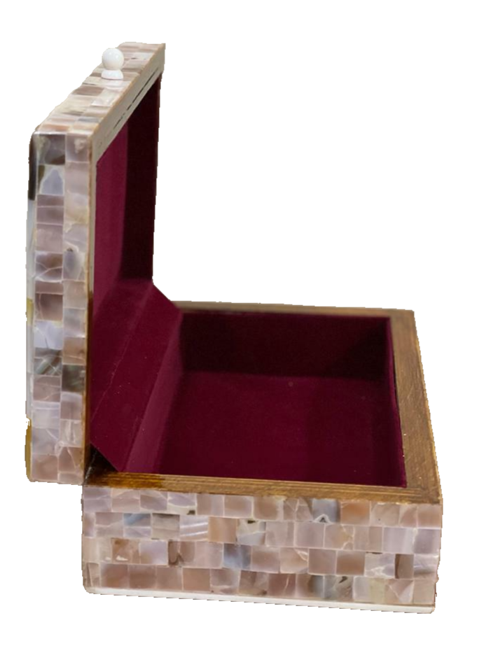 Handmade Wooden Jewelry Box Wood Trinket Storage Wood Box Mother of Pearl Inlay