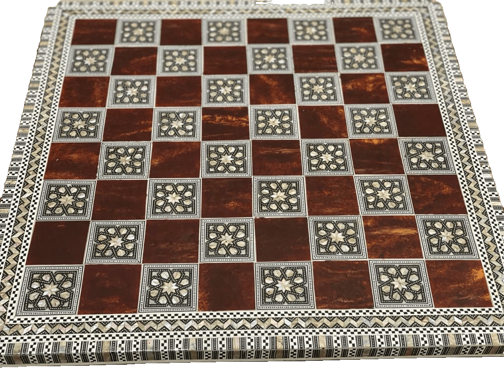Handmade Wooden Chess Board Wood Chess Board Game Board Mother of Pearl Inlay - Laila Hand Made Gifts