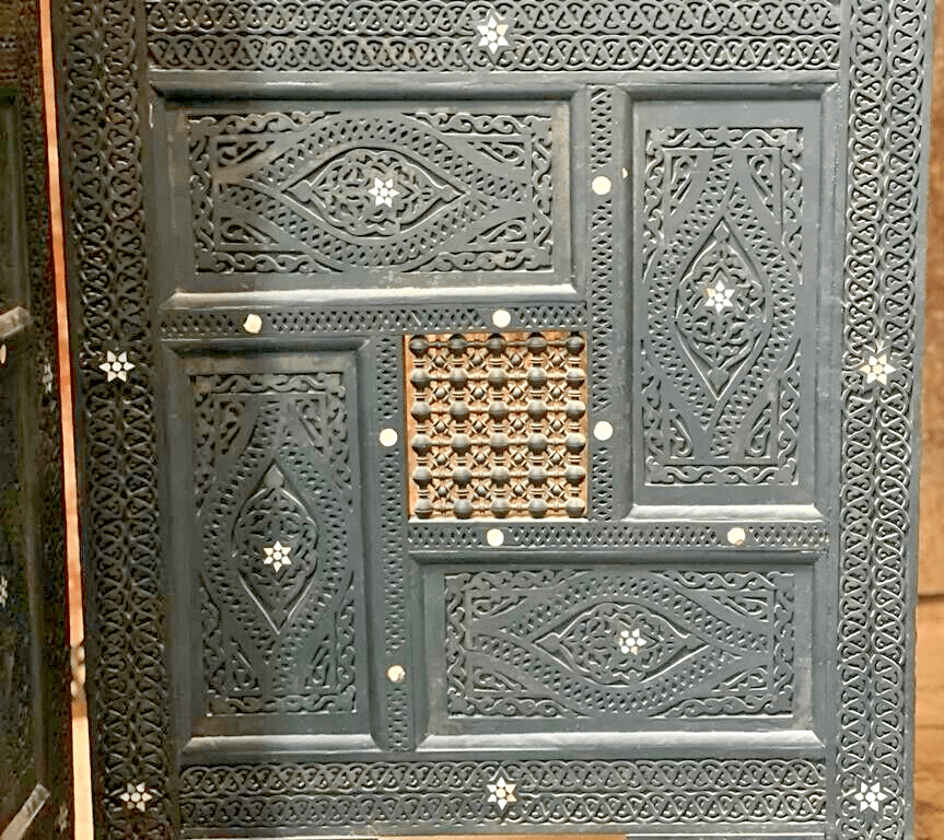 3 Panel Folding Wooden Room Divider Partition Privacy Screen Carving Wood Inlay - Laila Hand Made Gifts