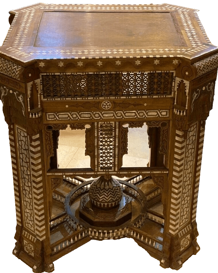 Handmade, Antique, Wood End Table, Side Table, Walnut Wood, Pharaonic Wood Table - Laila Hand Made Gifts