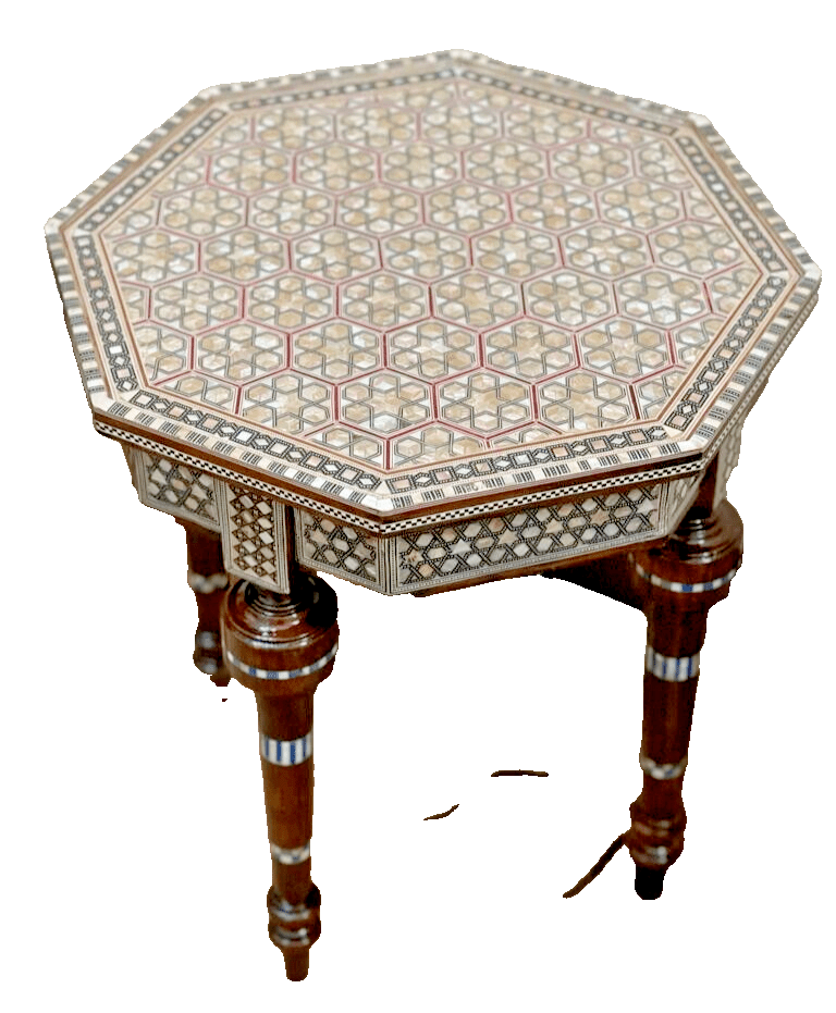 Handmade Wooden End Table Carving Wood Table Home Decor Mother of Pearl Inlay - Laila Hand Made Gifts