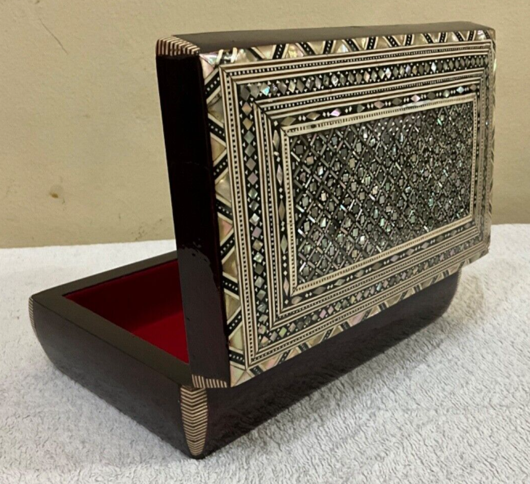 Handmade Wooden Jewelry Box Wood Trinket Storage Wood Box Mother of Pearl Inlay