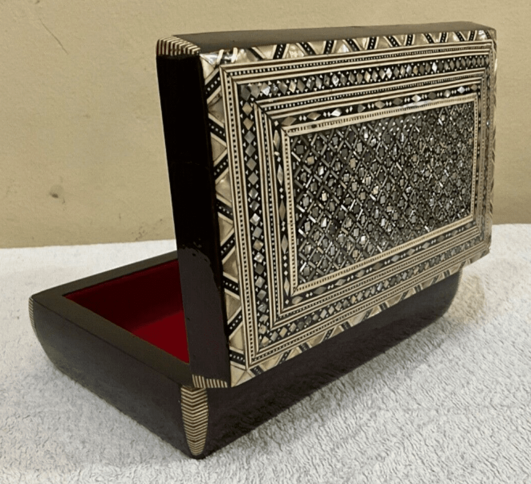 Handmade Wooden Jewelry Box Wood Trinket Storage Wood Box Mother of Pearl Inlay - Laila Hand Made Gifts
