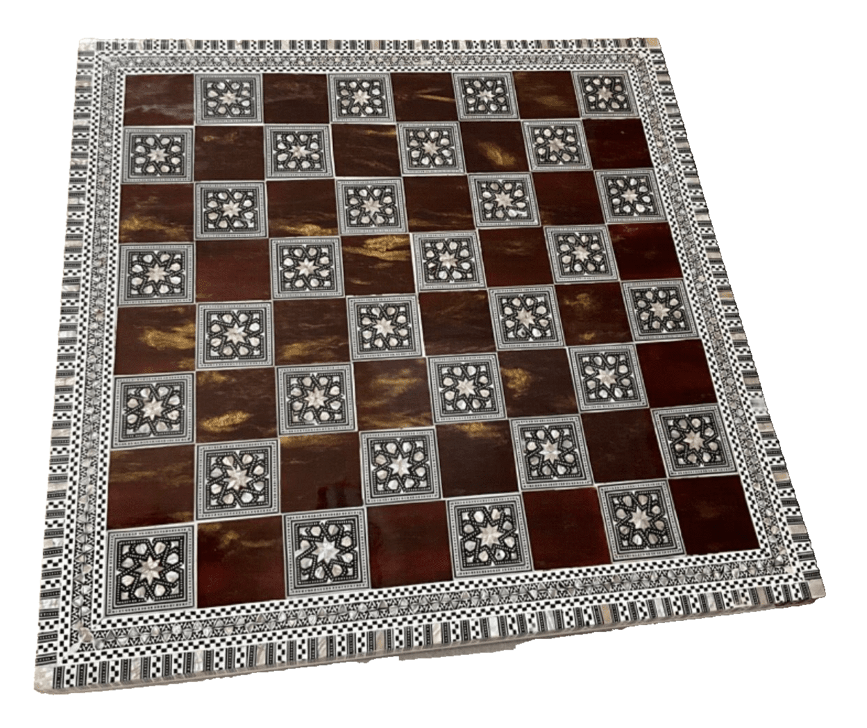 Handmade Wooden Chess Board Wood Chess Board Game Board Mother of Pearl Inlay - Laila Hand Made Gifts