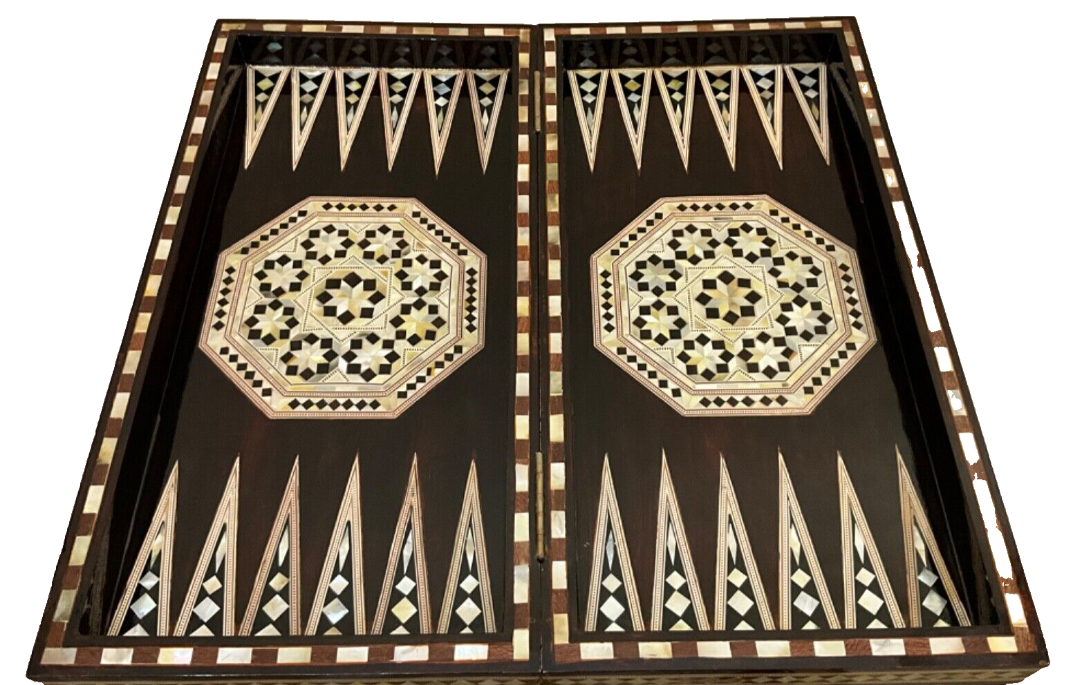 Handmade, Wooden Backgammon Board, Wood Chess Board, Mother of Pearl Inlay (21")