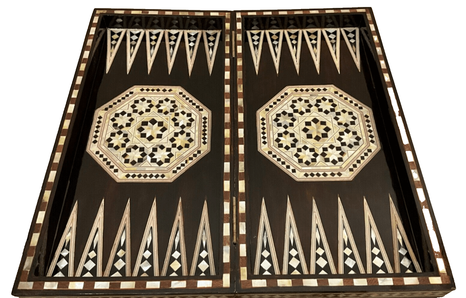 Handmade, Wooden Backgammon Board, Wood Chess Board, Mother of Pearl Inlay (21") - Laila Hand Made Gifts