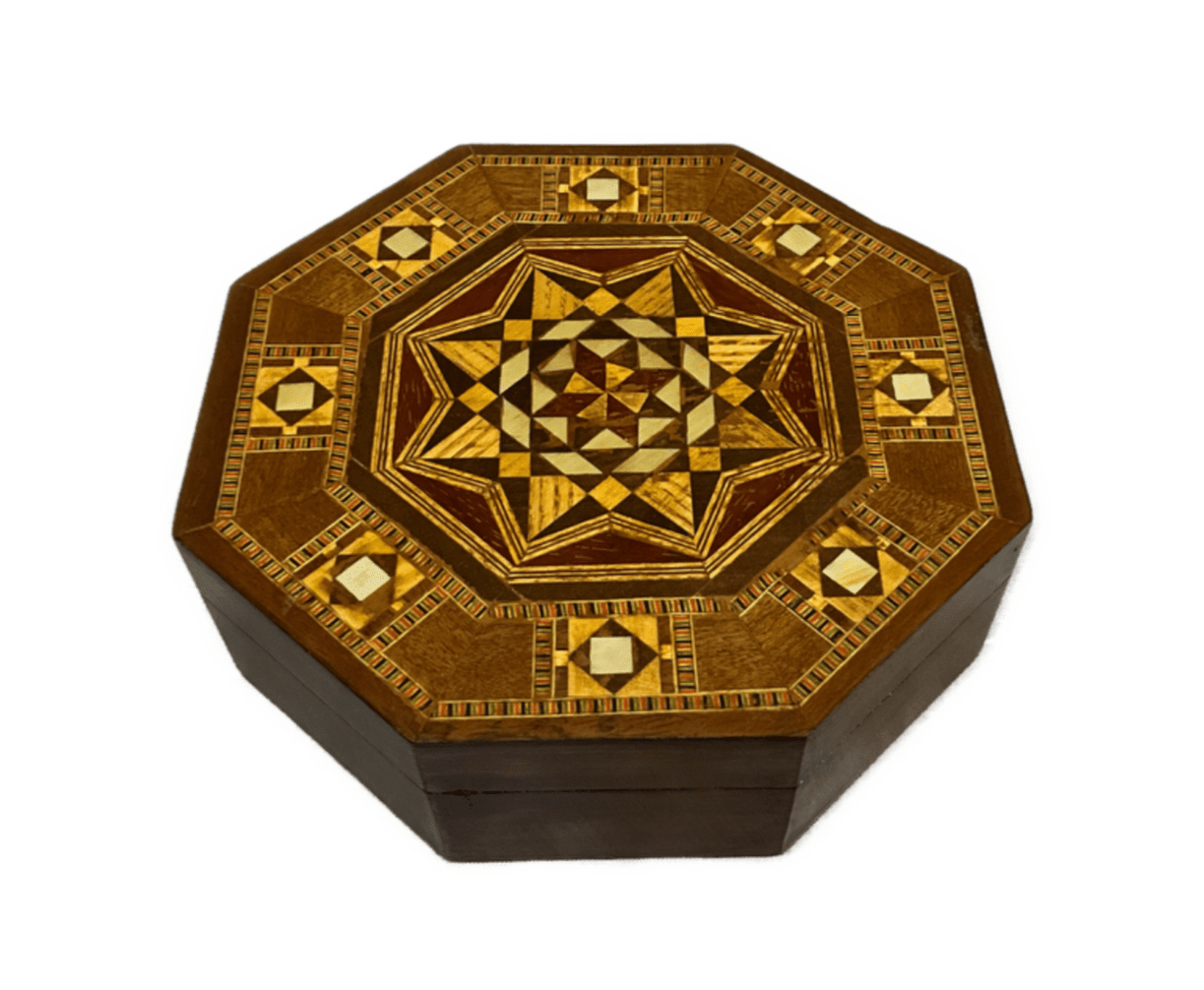 Handmade Wooden Jewelry Box Wood Trinket Storage Wood Box Marquetry Mosaic Inlay - Laila Hand Made Gifts