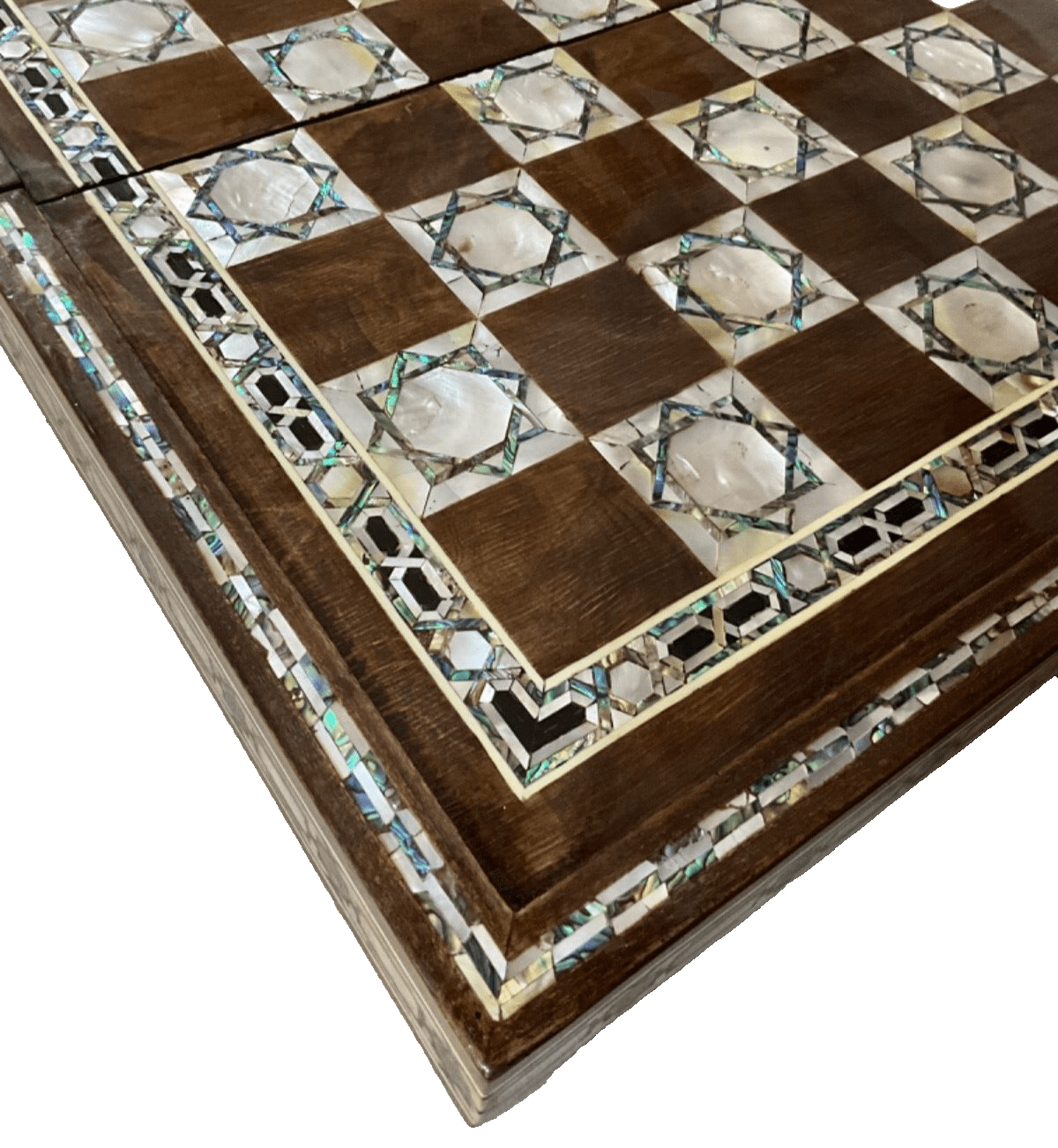 Handmade, Wooden Backgammon Board, Wood Chess Board, Mother of Pearl Inlay (20") - Laila Hand Made Gifts