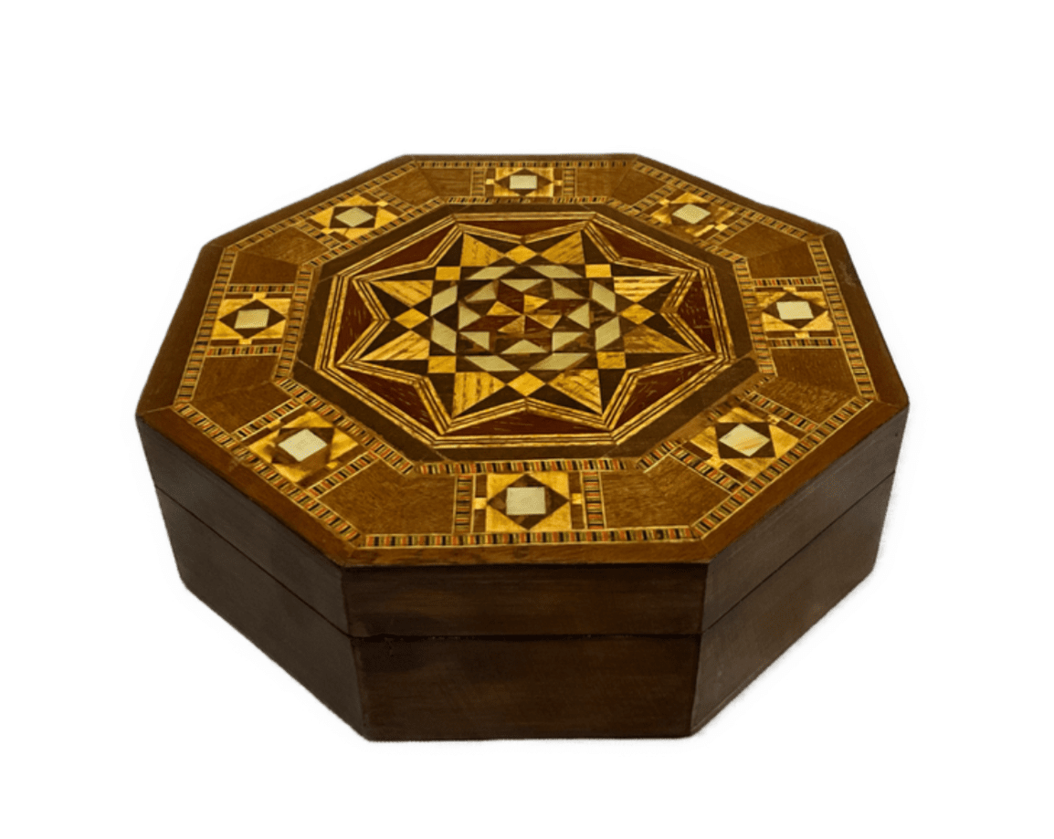 Handmade Wooden Jewelry Box Wood Trinket Storage Wood Box Marquetry Mosaic Inlay - Laila Hand Made Gifts