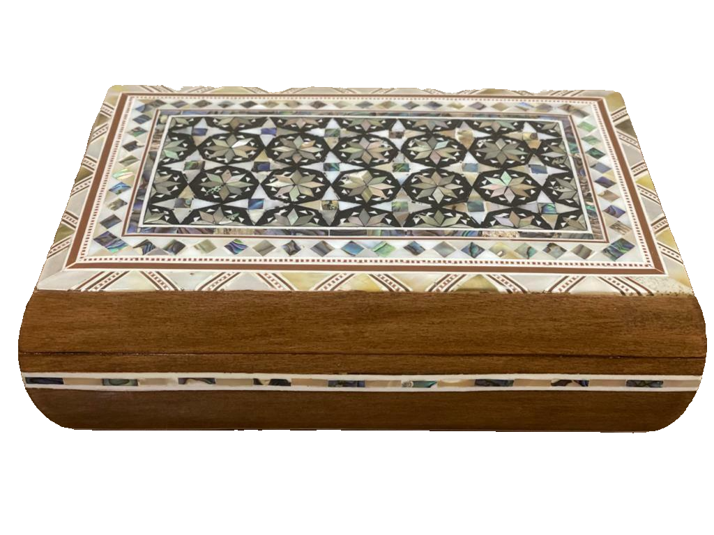 Handmade Wooden Jewelry Box Wood Trinket Storage Wood Box Mother of Pearl Inlay