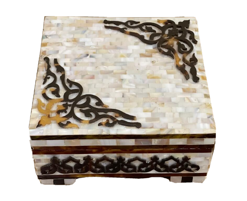 Handmade Wooden Jewelry Box Wood Trinket Storage Wood Box Mother of Pearl Inlay