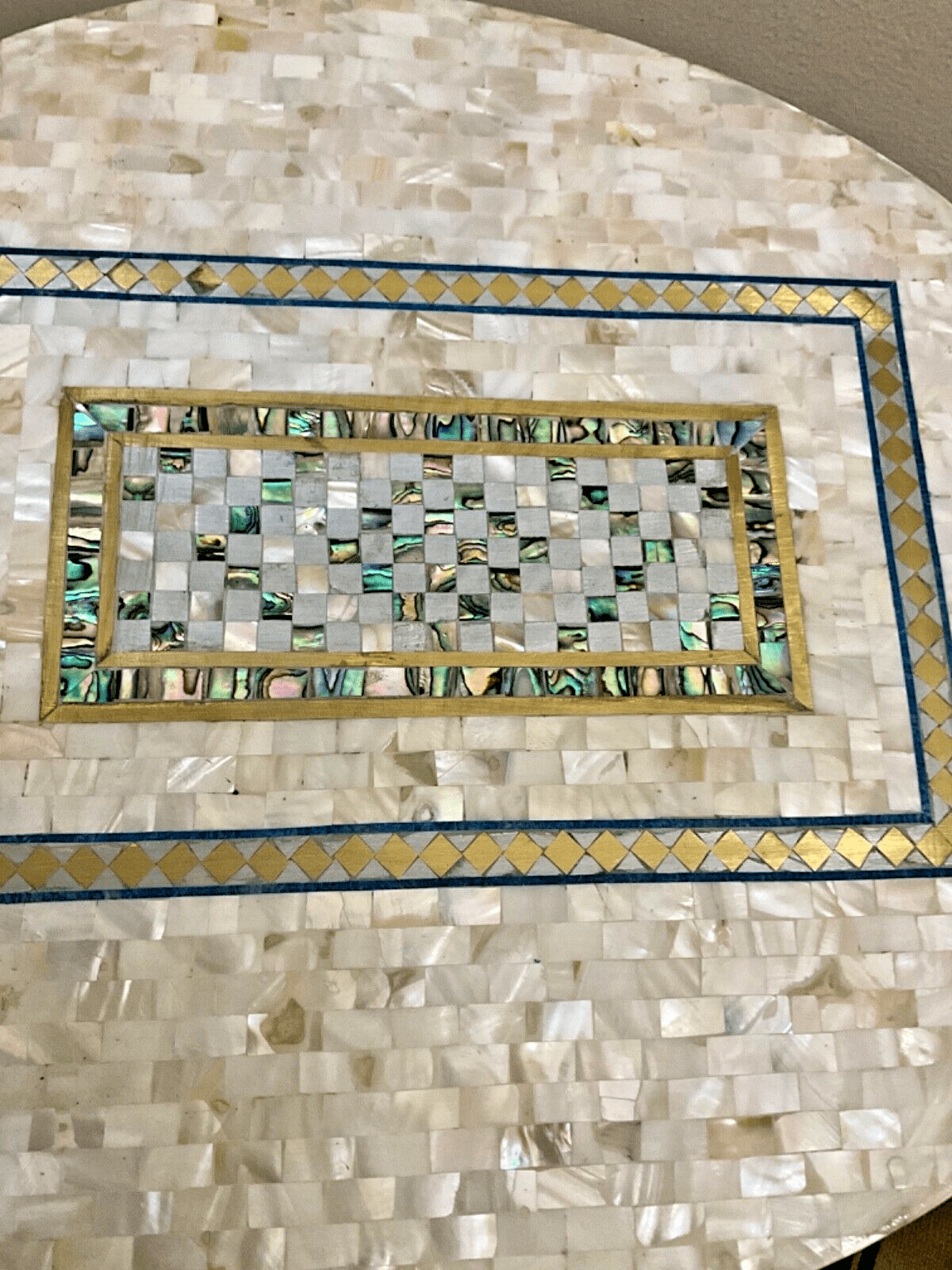 Handmade Wooden End Table Carving Wood Table Home Decor Mother of Pearl Inlay - Laila Hand Made Gifts