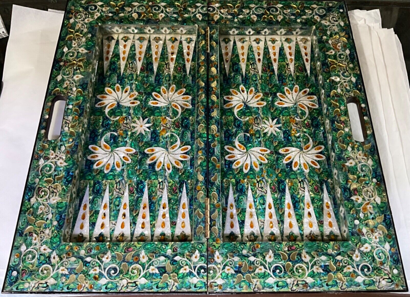 Handmade, Wooden Backgammon Board, Wood Chess Board, Game Board, Mother of Pearl