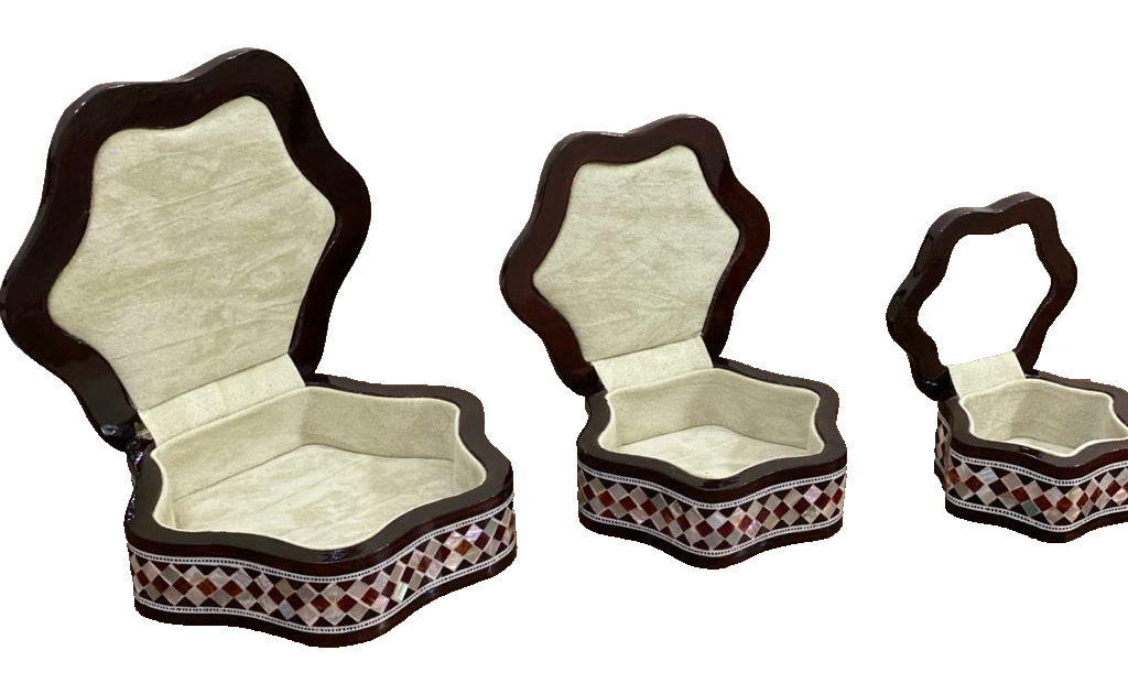 Handmade Wooden Jewelry Box Wood Trinket Storage Wood Box Mother of Pearl Inlay