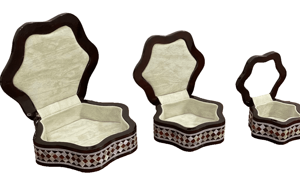 Handmade Wooden Jewelry Box Wood Trinket Storage Wood Box Mother of Pearl Inlay - Laila Hand Made Gifts