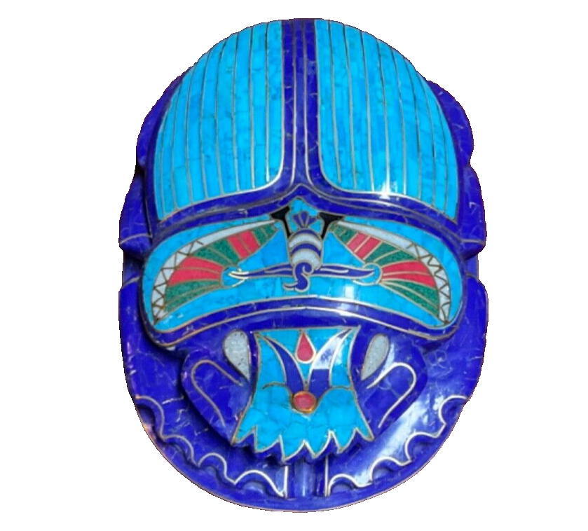 Handmade, Egyptian Pharaonic Scarab , Symbol of Good Luck, Lapis & Turquoise 10"