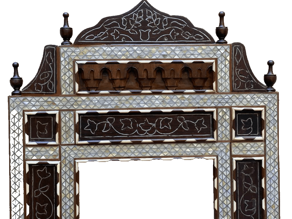 Handmade Mother of pearl Inlay Wood Wall Hanging Mirror Frame Antique Home Decor - Laila Hand Made Gifts