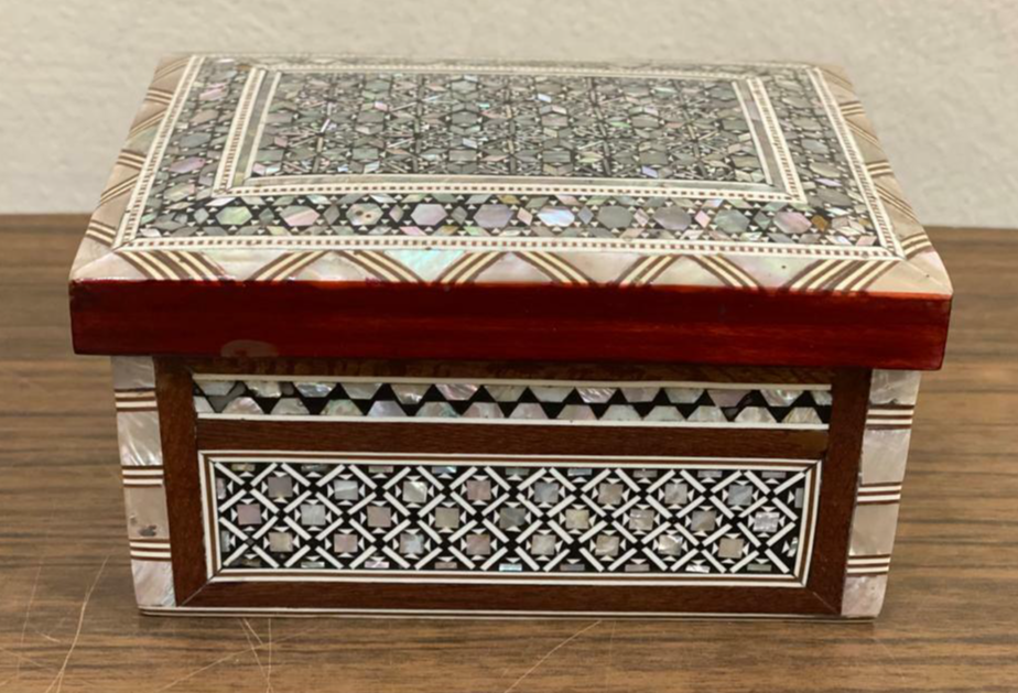 Handmade Wooden Jewelry Box Wood Trinket Storage Wood Box Mother of Pearl Inlay