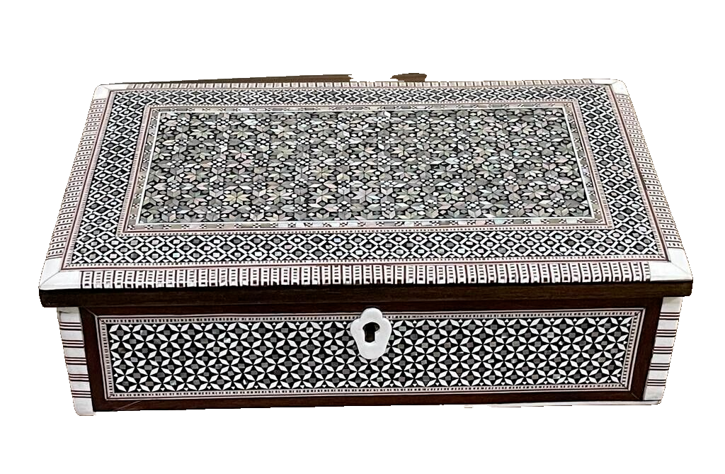 Handmade Wooden Jewelry Box Wood Trinket Storage Wood Box Mother of Pearl Inlay