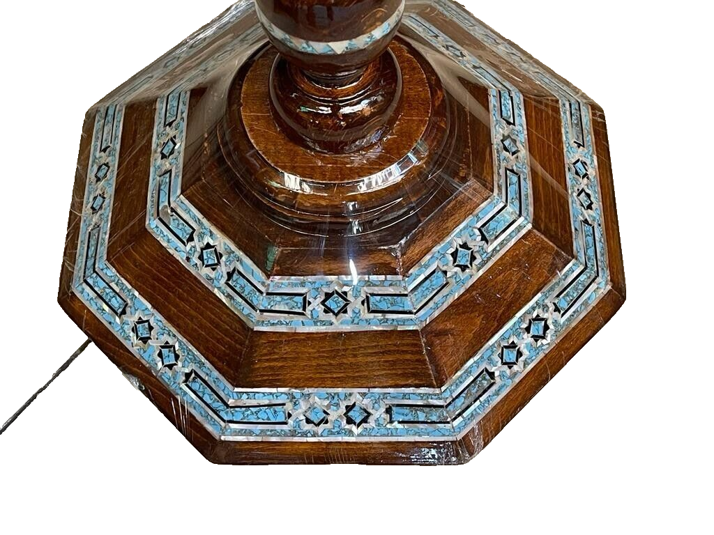 Handmade Wooden End Table Carving Wood Table Home Decor Mother of Pearl Inlay