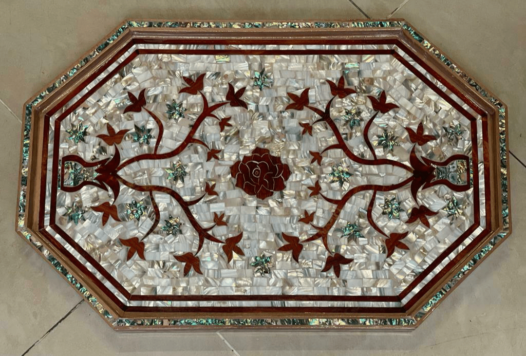 Handmade, Wood Tray, Antique Serving Tray, Inlaid Serving Tray, Mother of Pearl - Laila Hand Made Gifts