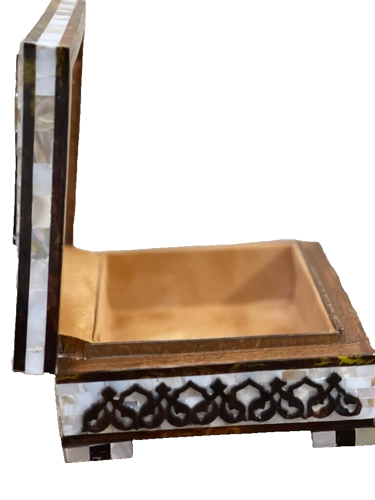 Handmade Wooden Jewelry Box Wood Trinket Storage Wood Box Mother of Pearl Inlay