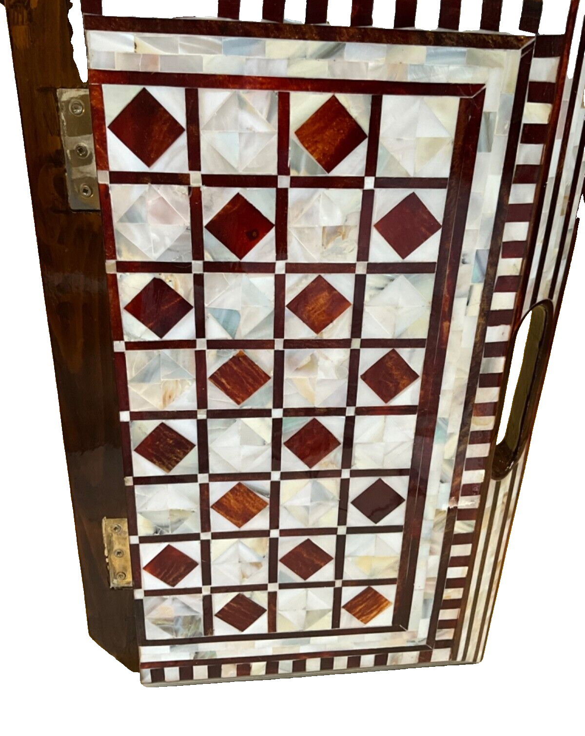 Handmade, Wood Backgammon Board, Wood Chess Board, Game Board Inlaid Shell (17")