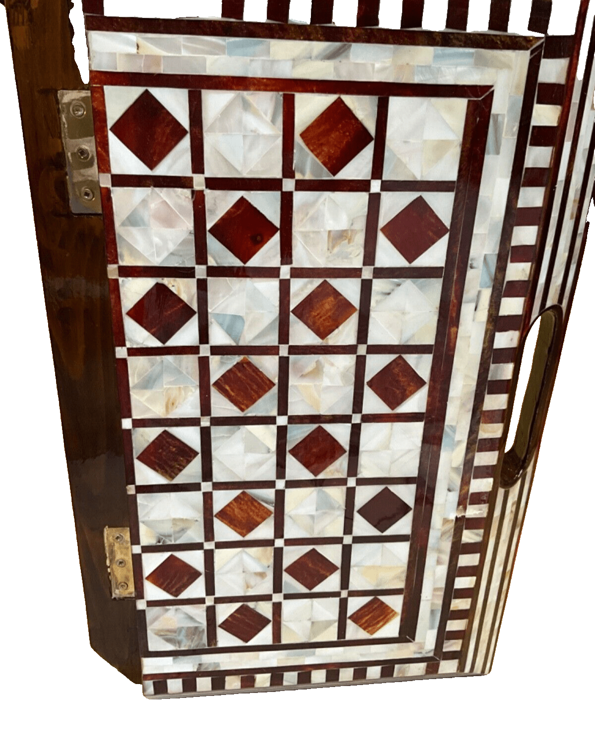 Handmade, Wood Backgammon Board, Wood Chess Board, Game Board Inlaid Shell (17") - Laila Hand Made Gifts